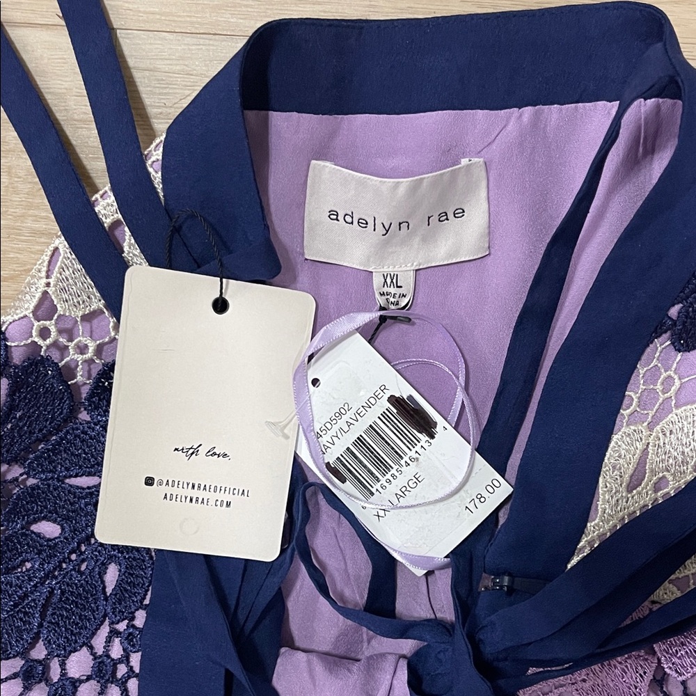 Adelyn Rae Purple and Cream Midi Dress - Picture 3 of 9